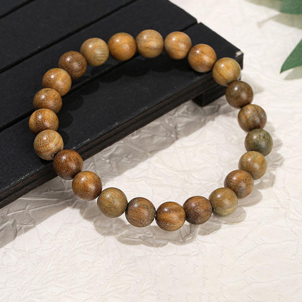 8mm Wooden Beads Bracelet Vintage Natural Wood Meditation Elastic Bracelets Women Healing Balance Ethnic Style Jewelry