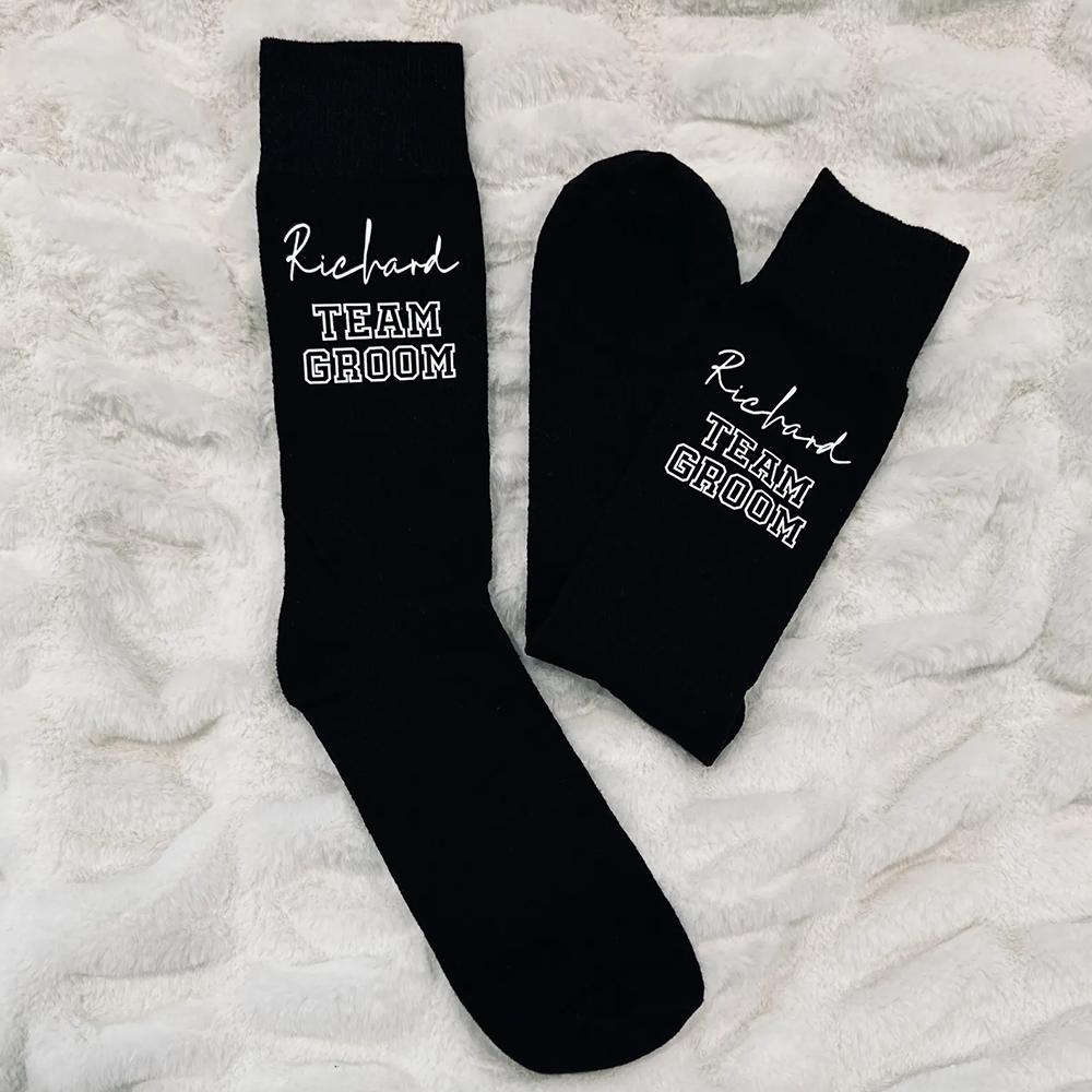 Custom Black Dress Socks Team Groom Socks Gift Wedding Proposal Groomsmen Gift Bachelor Party Decoration Accessories Groom To Be