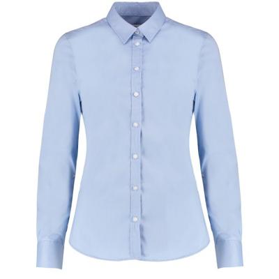 Womens/Ladies Oxford Stretch Tailored Long-Sleeved Shirt