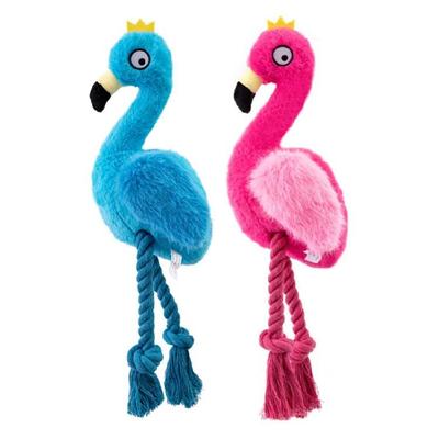 Pluche Flamingo Katoon Touw Bijtspeeltje voor Hond Trekken Piepend Scheurbestendig Ophalen Spel voor Huisdier Buiten Betrokkenheid
