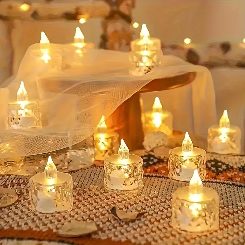 3PCS Flameless LED Light Candle LED Crystal Candle Light Electronic Night Lamp Dating Party Holiday Home Wedding Decoration