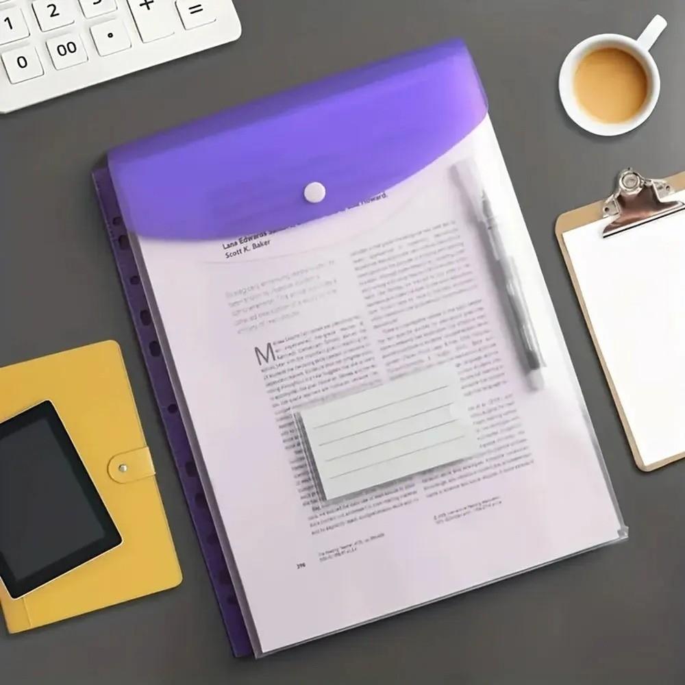 12Pcs Large-Capacity Loose-Leaf File Bags Transparent A4 Expandable Binder Pocket  Contract