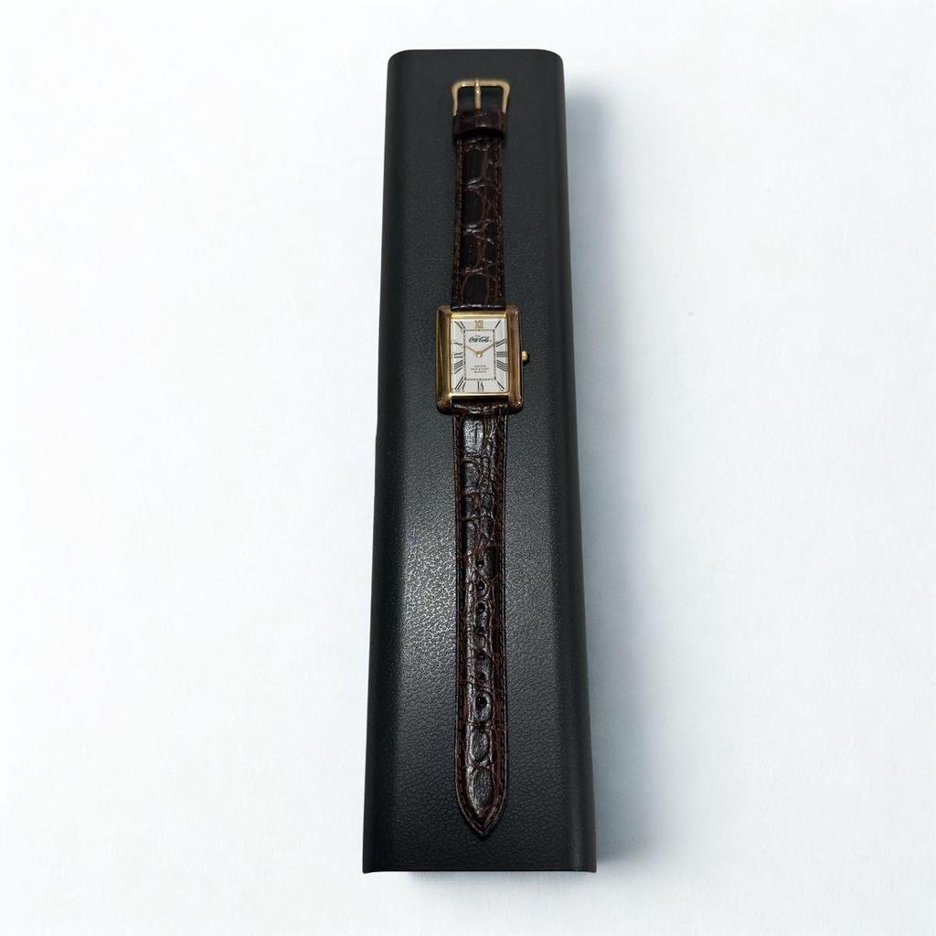 Used Rare Coca-Cola Coca-Cola Tender Watch Wristwatch Quartz Case with Instruction Manual Retro Not for Sale