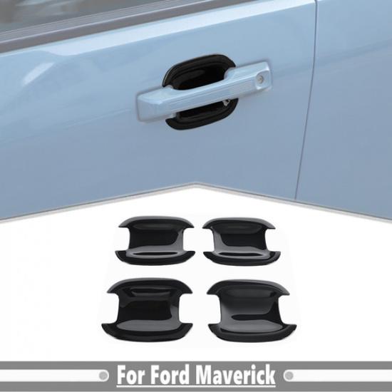 For Ford Maverick -2025 ABS Glossy Black Look Door Handle Bowl Cover Trim 4P