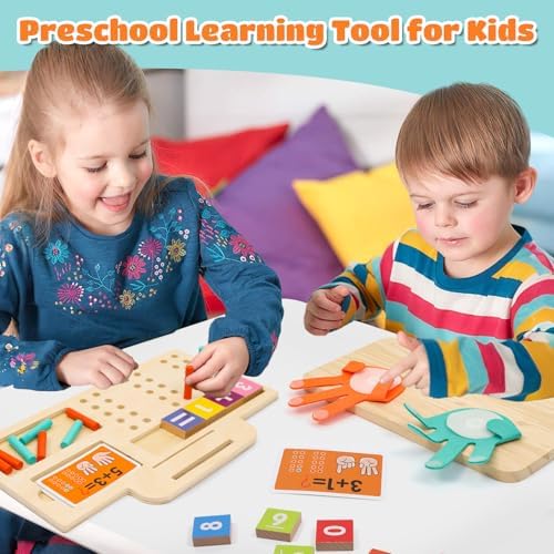 Montessori Mathe Lernspielzeug 3 in 1 Holz Zahlenrechenspiel für Kinder von 4-6 Jahren, Vorschul-Lernspielzeug Geburtstag Neujahrsgeschenk