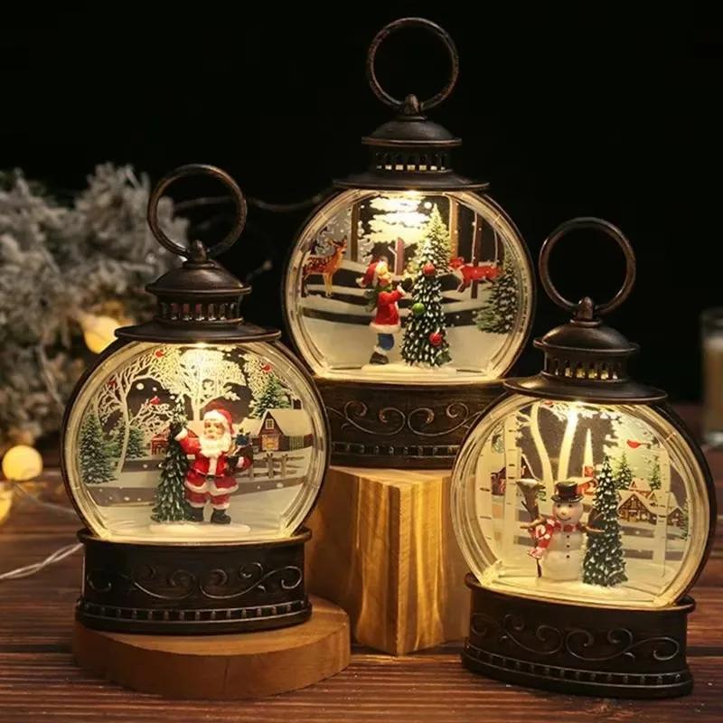 2025 1pcs Lighted Christmas Snow Globe Lantern Battery Operated LED Night Light With Hook Christmas Tree Ornaments Gift Ideas