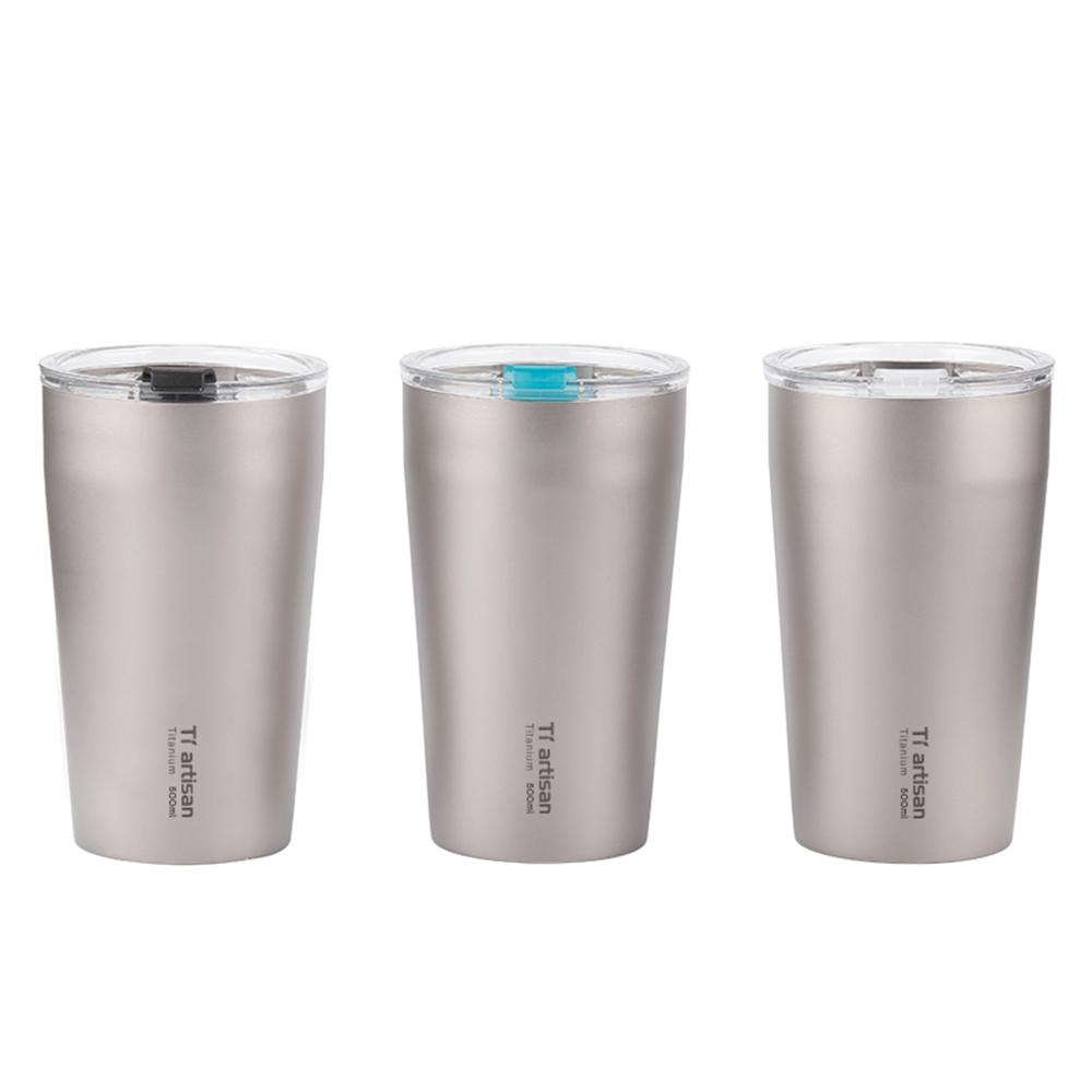 Outdoor Titanium Teacup Double Wall Camping Beer Cup 500ml Water Cup with Lip