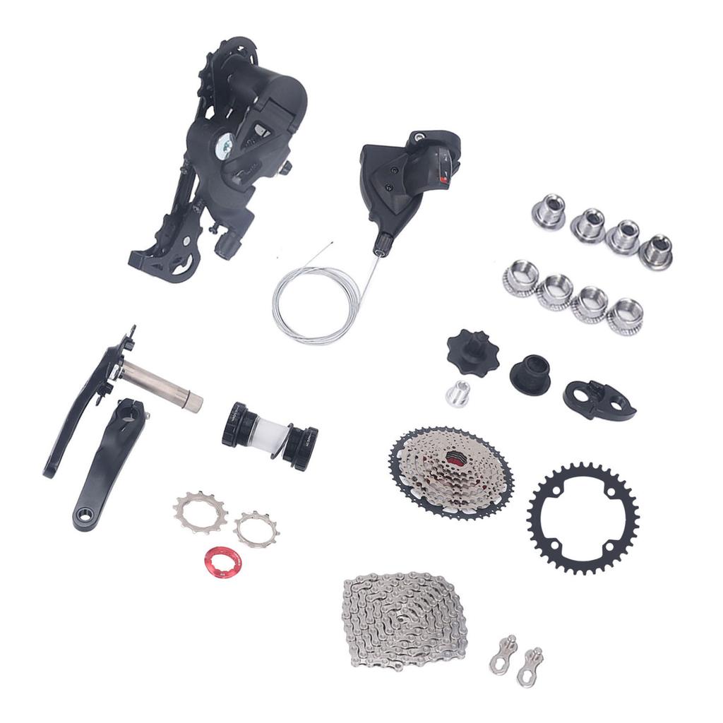 Sada 9rychlostního přehazování na kolo s 50T kazetou, sada řazení na kolo, přehazovačka, kliky, sada příslušenství pro úpravu, 36T převodník