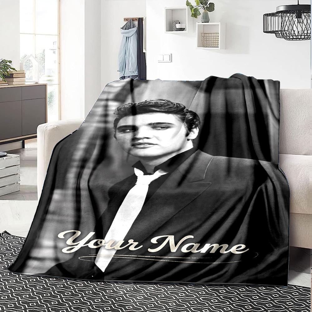 Elvis Presley Customize Your Name Blanket Gift Personalized Blanket Durable Comfort for Seaside Couch Livingroom Nap for All Occasions