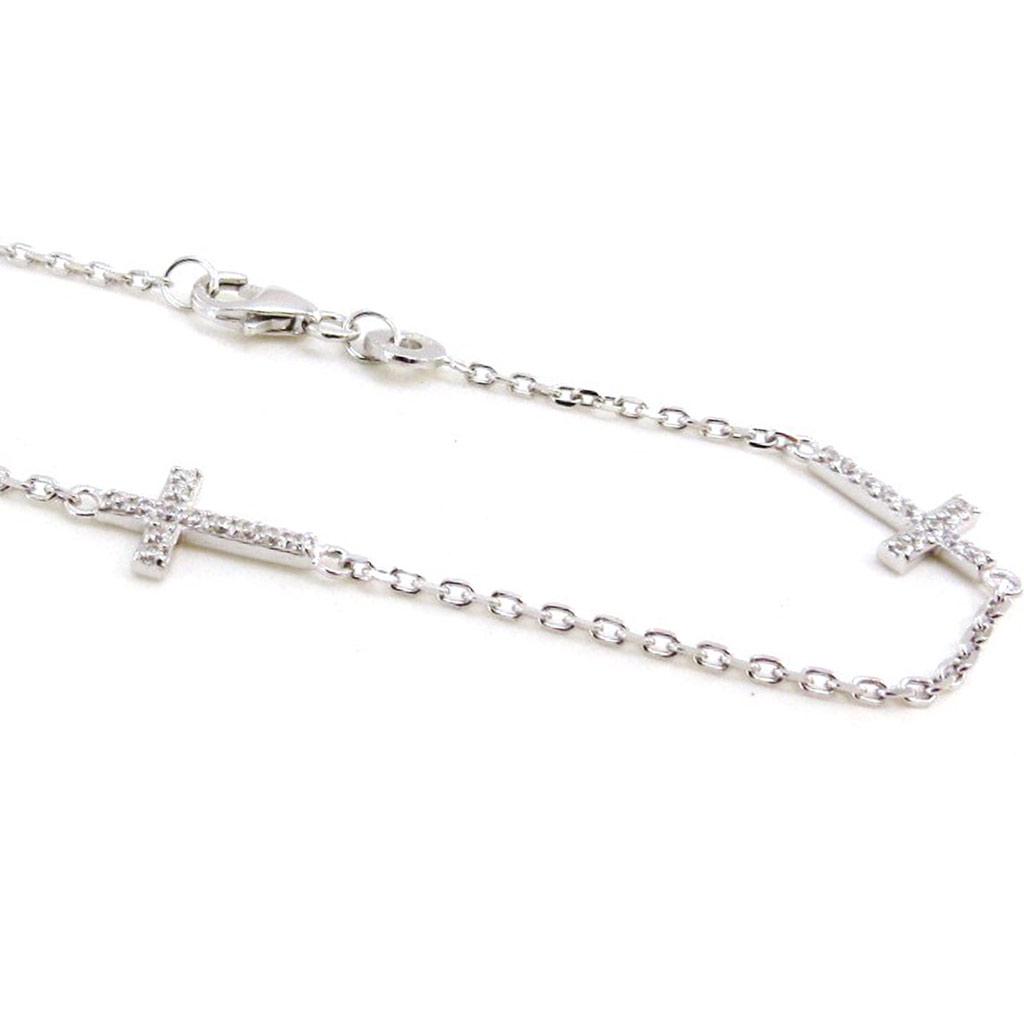 Les Trésors De Lily [I9800] - Silver Bracelet 'Cross' Silver White (rhodium-plated) - 12x8 Mm