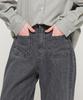 ROIDESROIS A-Line Hidden Elastic Pocket Denim Pants (Gray)