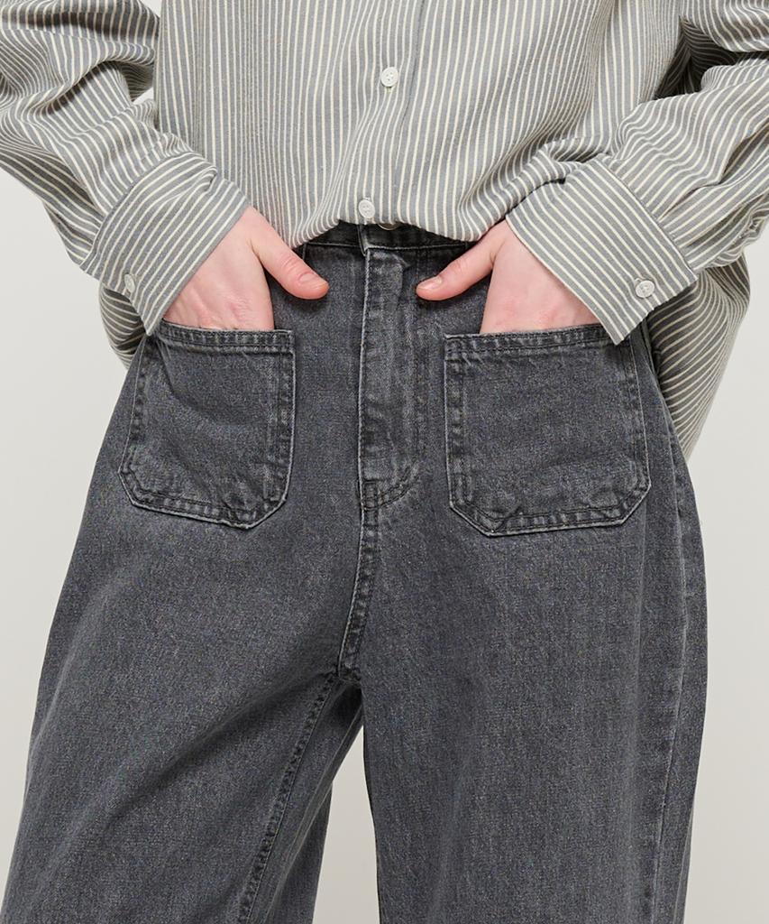 ROIDESROIS A-Line Hidden Elastic Pocket Denim Pants (Gray)