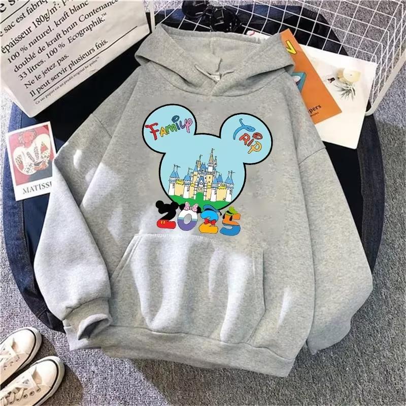 Fashion 2025 Disneyland Travel Graphic Hoodies Disney Family Vacation Printed Hoodies Autumn Pullover Tops Women Sweatshirt