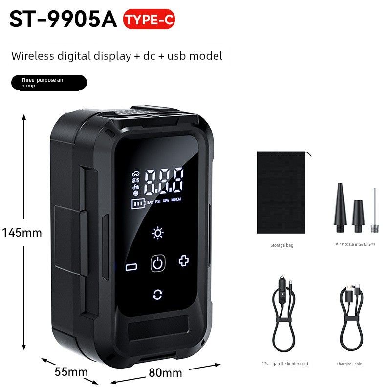 Car Air Pump 12V Electric Inflator Portable Tire Digital Display Preset Car Air Pump Mini Portable wireless air pump
