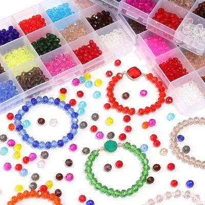 4/6/8mm Color Crystal Beads Set Faceted Glass Loose Bead 15 Grids/box for DIY Bracelet Necklace Jewelry Making Accessories Kit