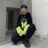 Oversized Loose Long T Harajuku Fake Two-piece Long Sleeve T-shirt Personality Trend Butterfly Long T Punk Harlan Style Clothing