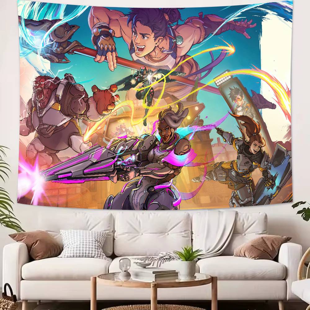 TOP Cool Popular FPS OOverwatch 2 Gaming Tapestry Popular Room Decoration Wall Tapestry Art Room Home Decor Wall Art Decor