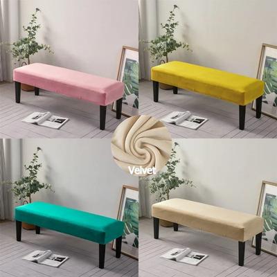 Soft Velvet Dining Chair Cover Stretch Piano Stool Cover Long Ottoman Cover Solid Bench Slipcover Changing Shoes for Living Room