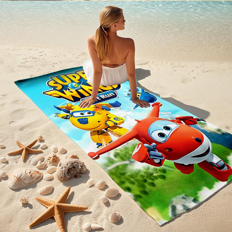 1Pc Super Wings Adventure Beach Towel, Quick Dry, Multi-Use for Beach Pool Gym Yoga Home Travel, Christmas, Halloween, Xmas Gift M929155