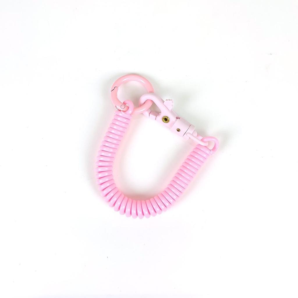 Colorful Retractable Plastic Spring Rope Keychain - Portable Anti-Lost Keyring