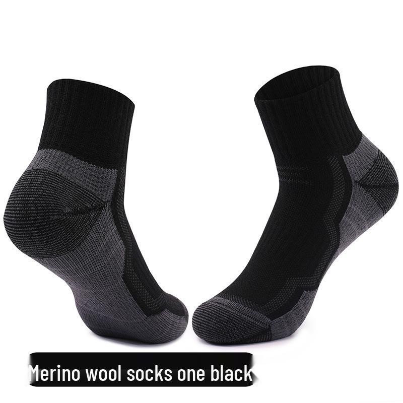 Merino Wool Non-Slip Sports Socks - Breathable, Wear-Resistant, Thick Terry Bottom for Running (Unisex)