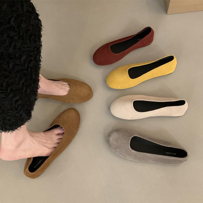 Mode Bailamos Brandneue Damen Flats Damen Casual Ballerinas Weiches Leder Elegante Kleiderschuhe Runde Zehenpartie Flache Slipper
