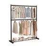 Double Layer Floor Standing Clothes Rack for Bedroom and Balcony