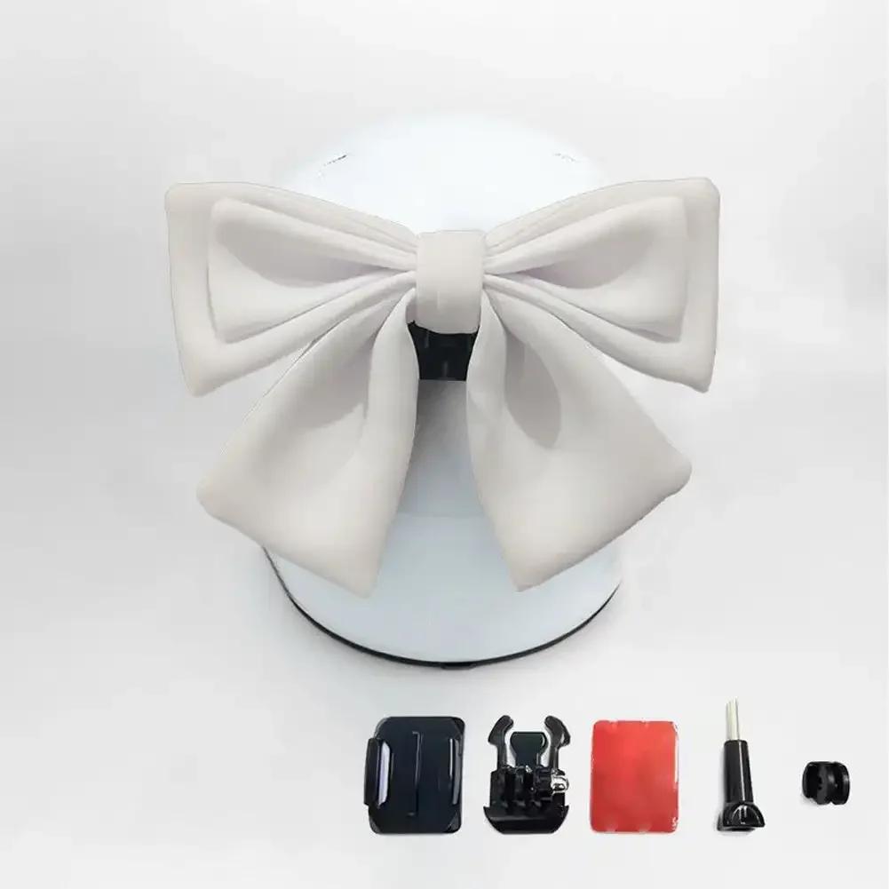 

Cute Motorcycle Helmet Quick-dismantling Bowknot Decoration Electric Bike Helmet Body Cotton Bow Decoration For Girl Women білий