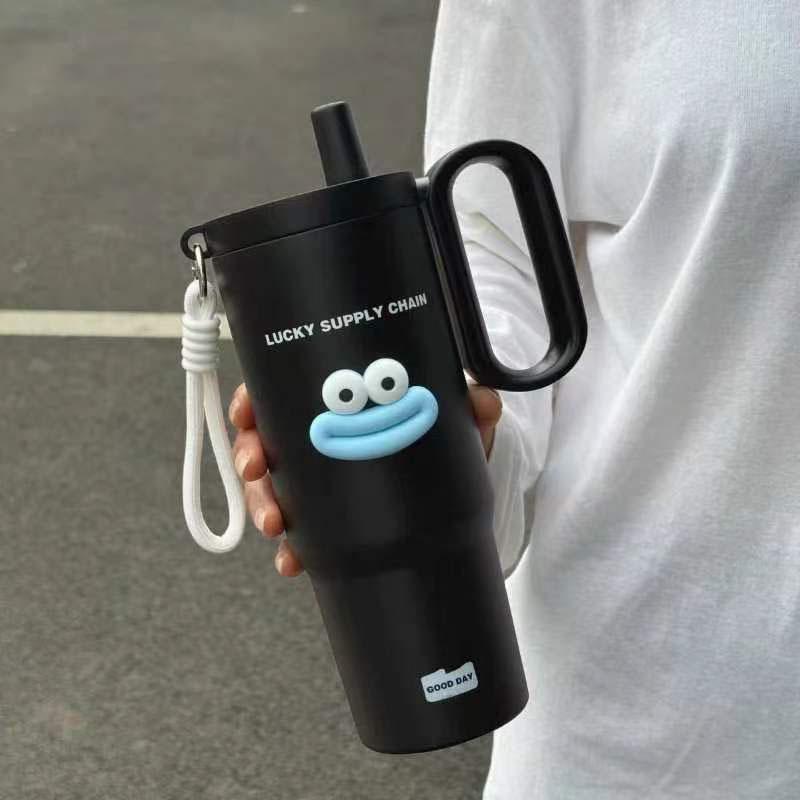Water bottle Twilight thermos cup Large capacity water cup High grade stainless steel ice cup Straw cup