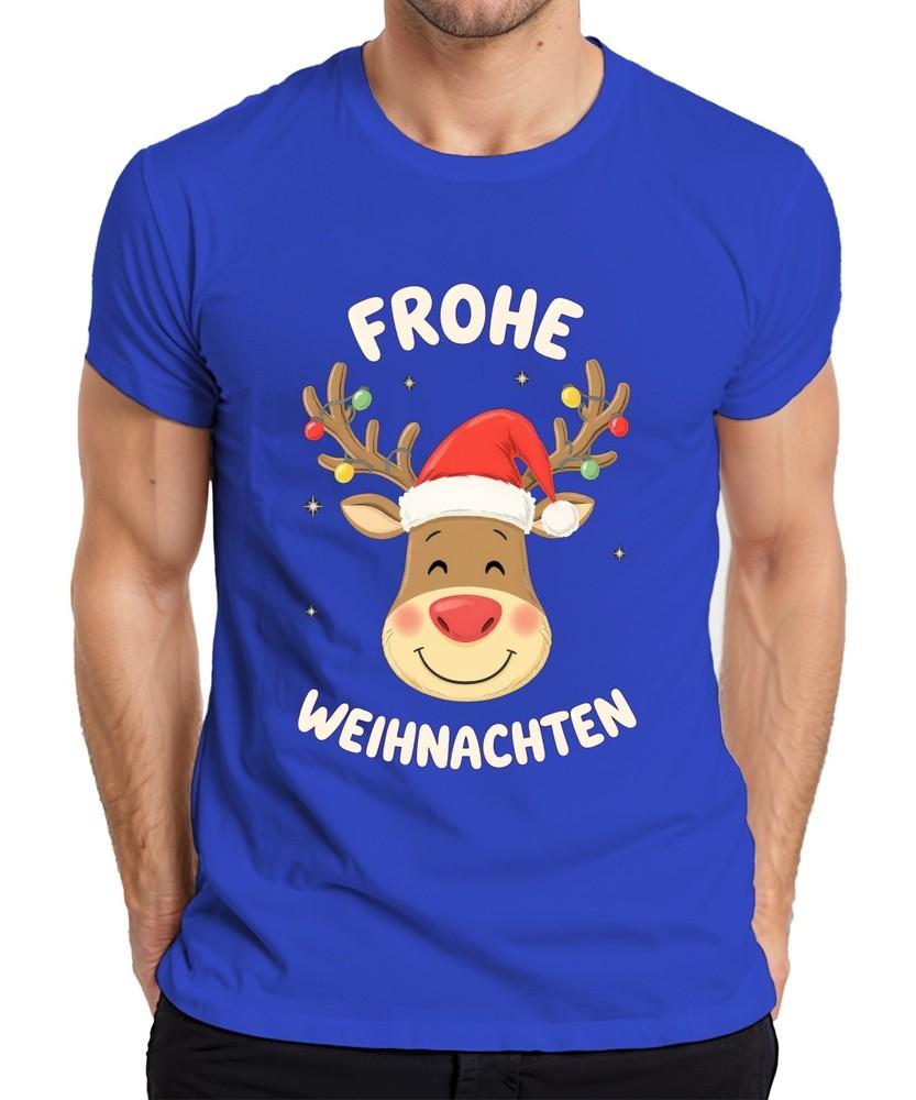Merry Christmas Reindeer Santa Hat Cartoon Kids Funny Unisexs Tshirt