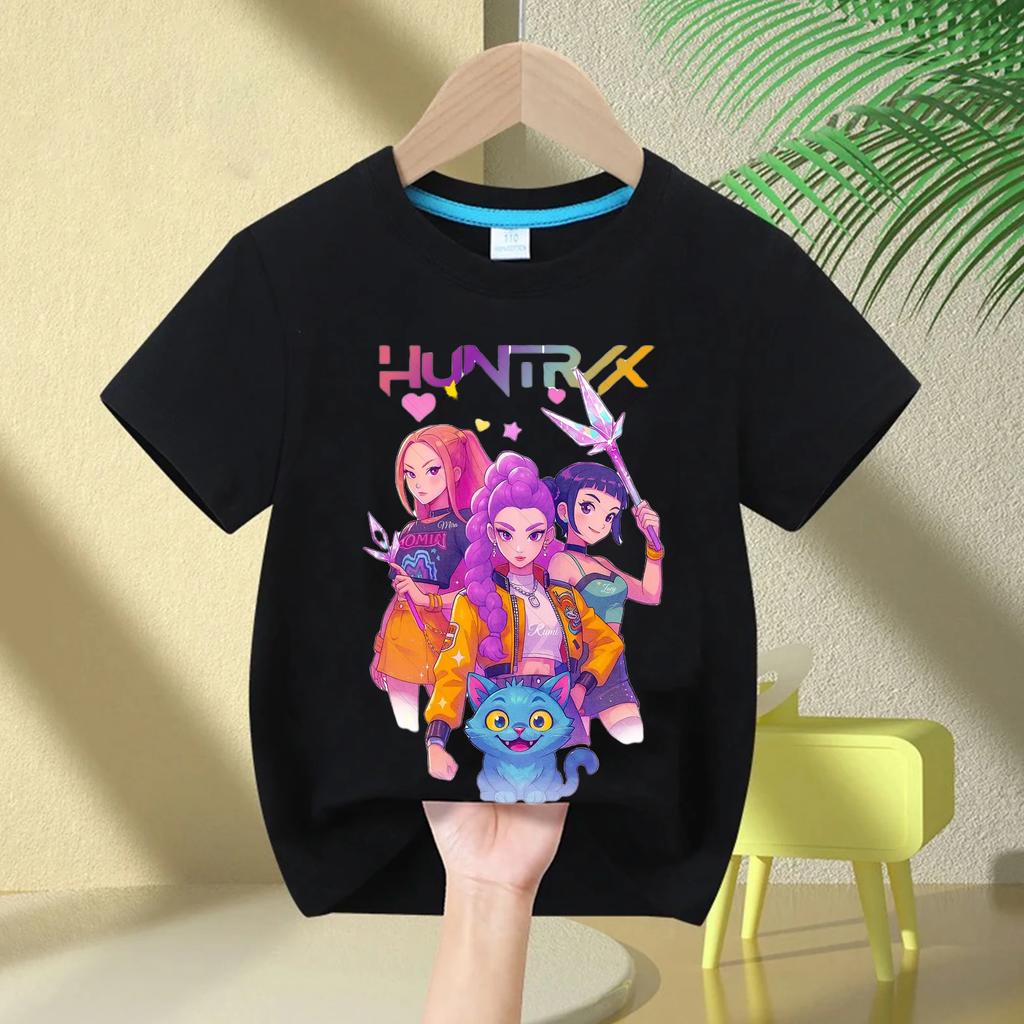 KPop Demon Hunters Rumi Fete Desen Animat Tricou Gât Rotund Modă Casual Top Tricou Copii Îmbrăcăminte Fete