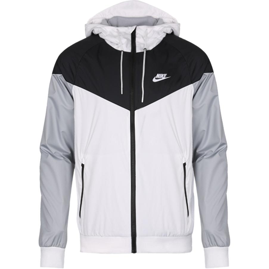 Nike Sportswear Windrunner Hooded Jacket White Black Wolf Grey 727325-101 L