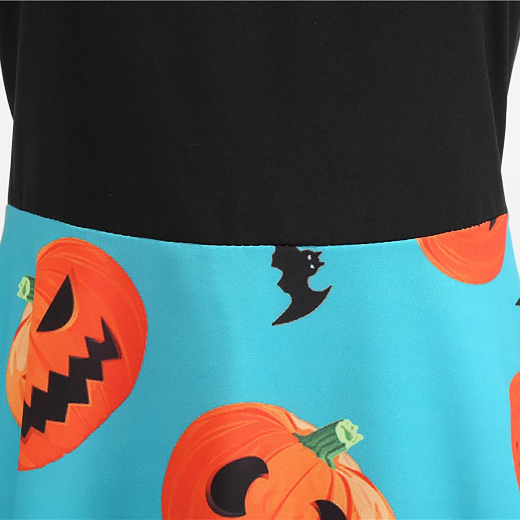 Women Casual Fashion Sleeveless V-neck Button Printed Halloween Dress
