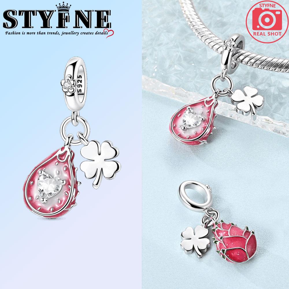 Miedziane Koniczynki Charms Koralik Kiwi Truskawka Wiśnia Miód Brzoskwinia Cytryna Zawieszki Pasują do Oryginalnej Bransoletki Biżuteria DIY