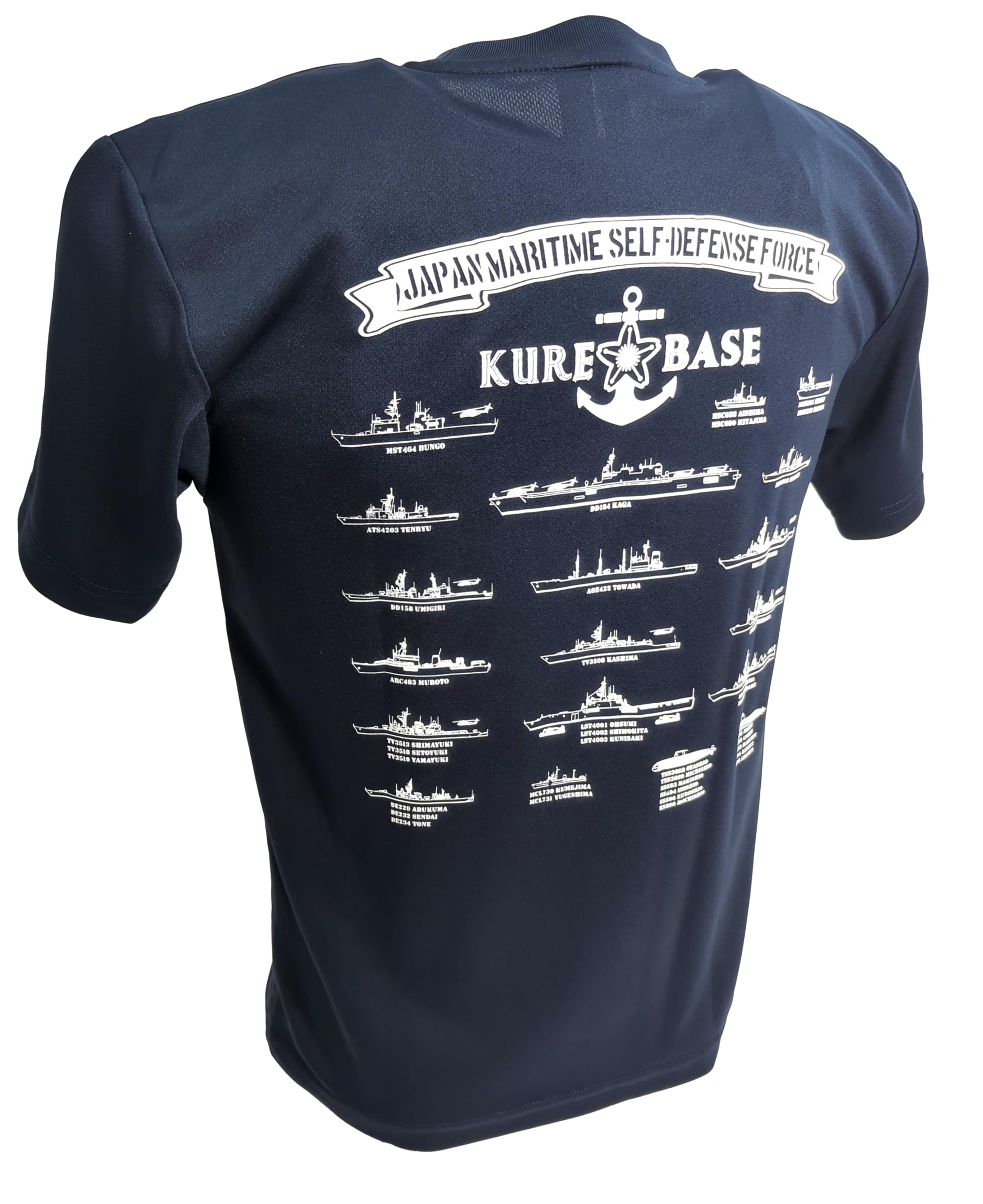 

Fuji Uniforms - Self-Defense Forces T-Shirt (Kure-affiliated Ships) JMSDF Hiroshima Kure Quick-Drying Short Sleeve (NV, M)