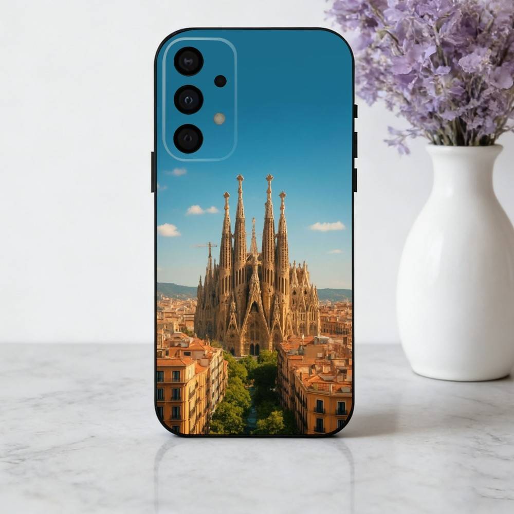 A-Architectural scenery of B-Barcelona Phone Case For Samsung Galaxy A73,A72,A71,A70,A53,A52,A51,Soft Silicone Black Cover