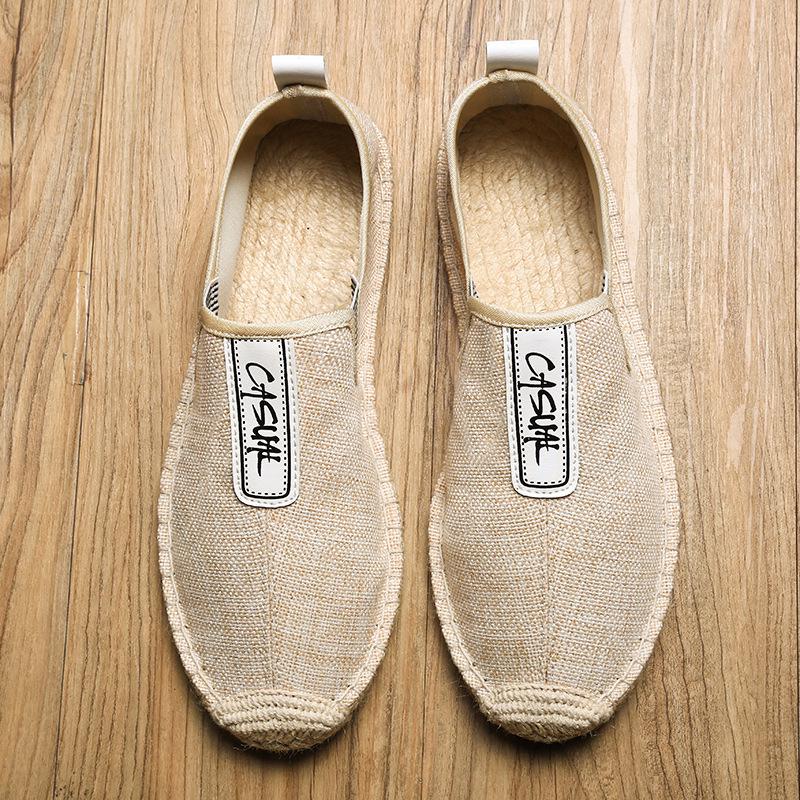 Men s Summer Canvas Slip-Ons: Durable Linen Straw-Weave Lazy Shoes 44