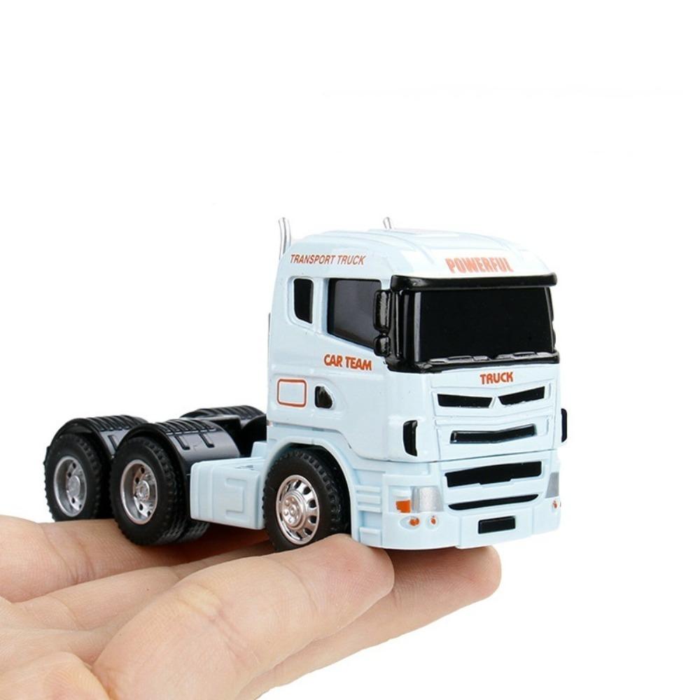 

1:64 масштаба грузовик плоский прицеп литой цинковый сплав инженерный автомобиль игрушечный грузовик кабина модель детский подарок светло-синий