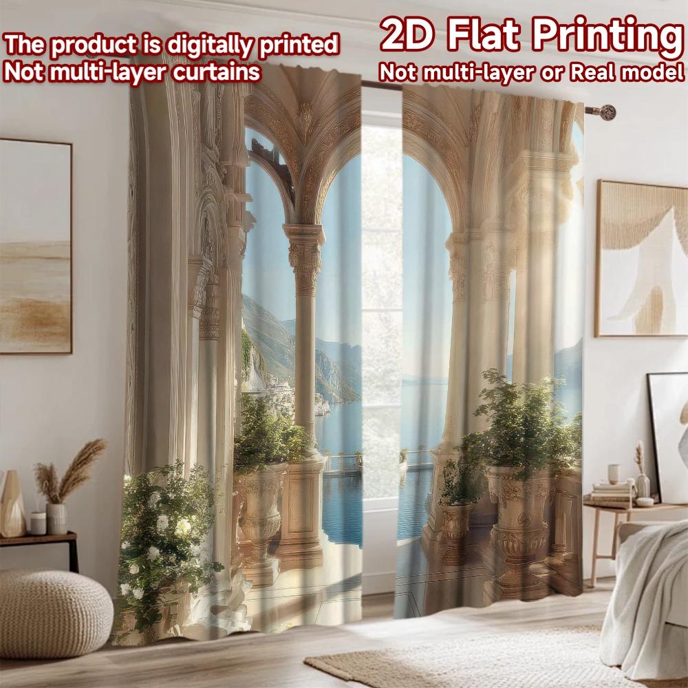 2D Flat Photography Backdrop Background Banner Classical Archway with Statue 100% Polyester Family Party for Suitable for