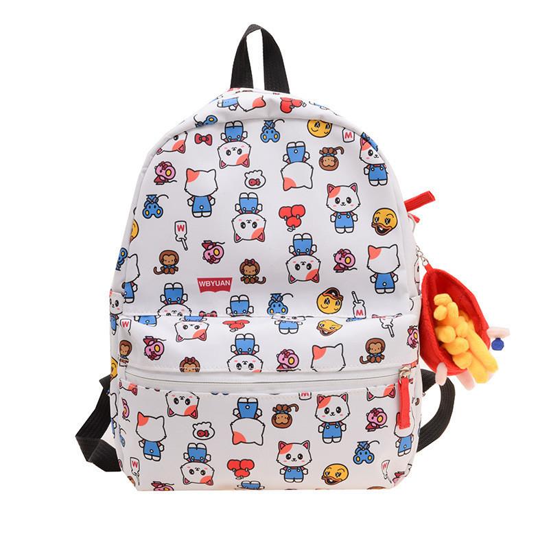 Trendy Cool Geometric Pattern Nylon Backpack For Boys And Girls In 5-6th Grade Color Block Design 28cm/11.02in