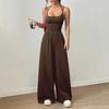 Workout Jumpsuits for Women Spaghetti Strap Sleeveless One Piece Overalls Wide Leg Long Pants Rompers Sexy Backless Yoga Outfits