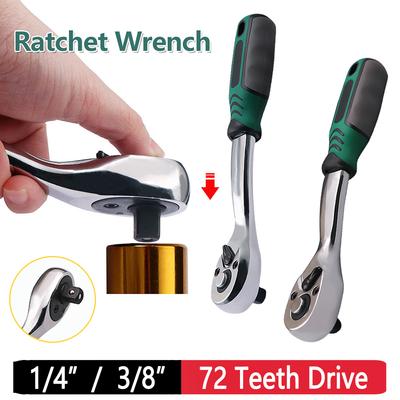 1/4 Inch 3/8inch Ratchet Wrench Chrome Vanadium Steel 72 Teeth Drive Ratchet Socket Wrench Tool Ratchet Spanner Repair Hand Tool