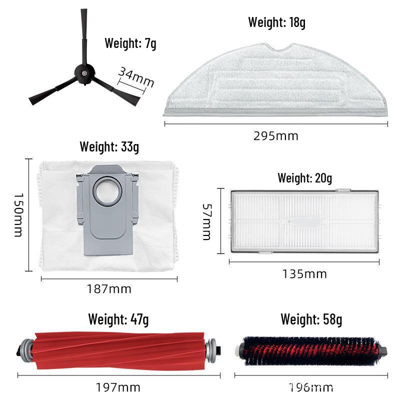 Compatible Accessories for Roborock S7MaxV Ultra/G10S PRO: Main/Side Brush, Filter, Mop, Dust Bag