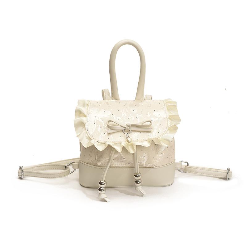 Korean version of fashionable girl style portable small bag 2025 new lace lace high value casual backpack