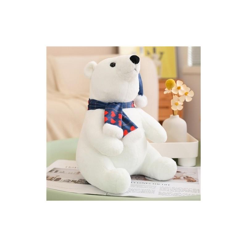 Polar Bear Plush Toy Christmas Edition With Short Plush For Kid And Holiday Gift