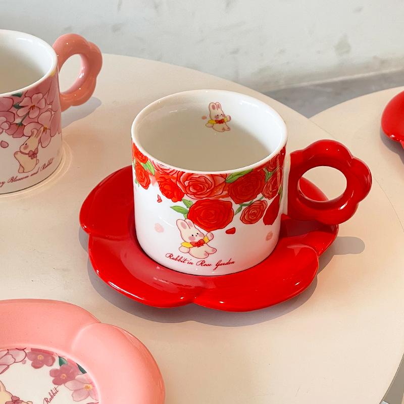 Creative Ceramic Cup High Value Home Cute Couple Coffee Cup Saucer Gift Souvenir