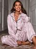Damen Pyjama-Set im europäischen und amerikanischen Stil - Cardigan-Revers, lockere Passform, lässige zweiteilige Homewear (Ausgabe 2025)