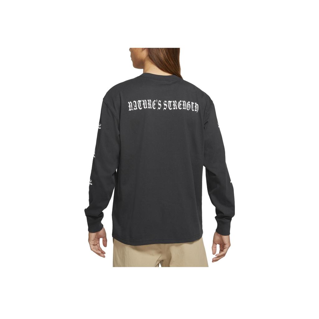 Nike Letter Brand Logo Print Round Neck Long Sleeve T-Shirt Men Tops Black DJ1141-010