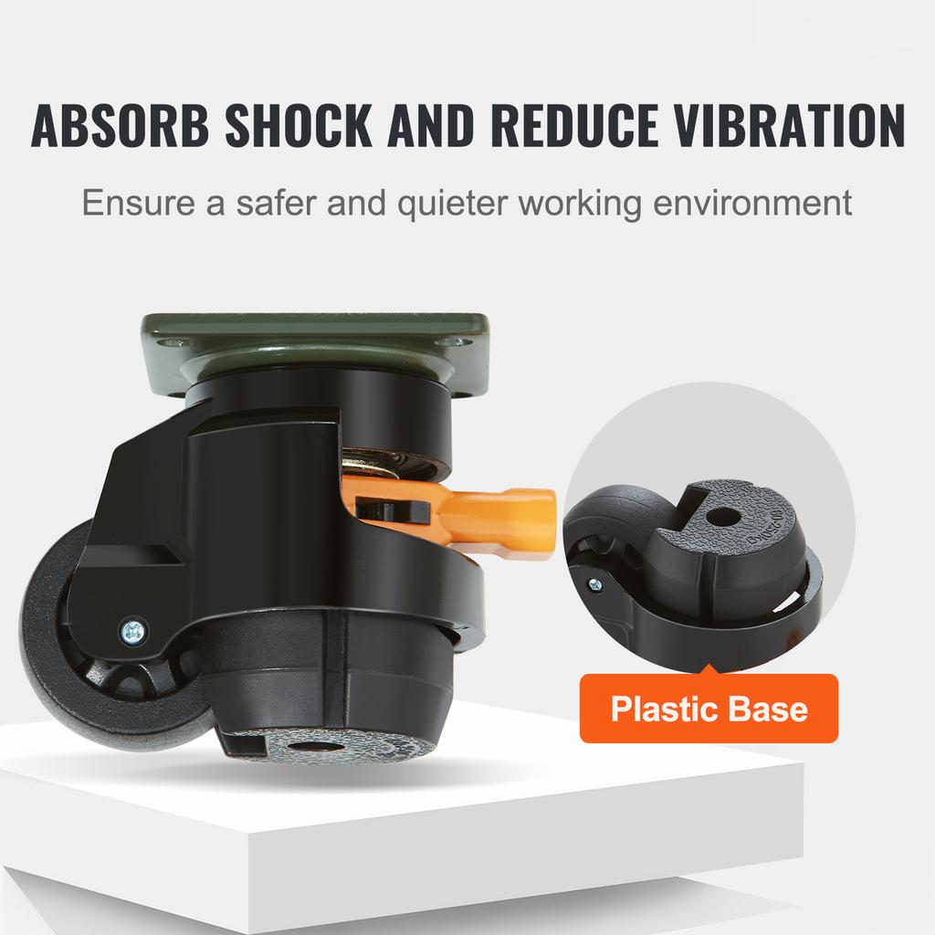 SucceBuy 4 Pcs Leveling Casters Heavy Duty Swivel Caster Wheels with Handle Design Height Adjustable Feet for Workbench Machine