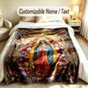 Virgin Mary Theme Custom Blanket Personalized Name & Text Customized Soft Warm Throw Blanket Home Decor